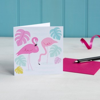 umschlagkarte flamingo
